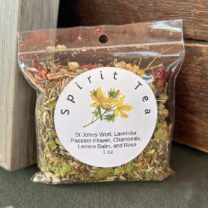 The Spirit Tea package label, available for purchase.
